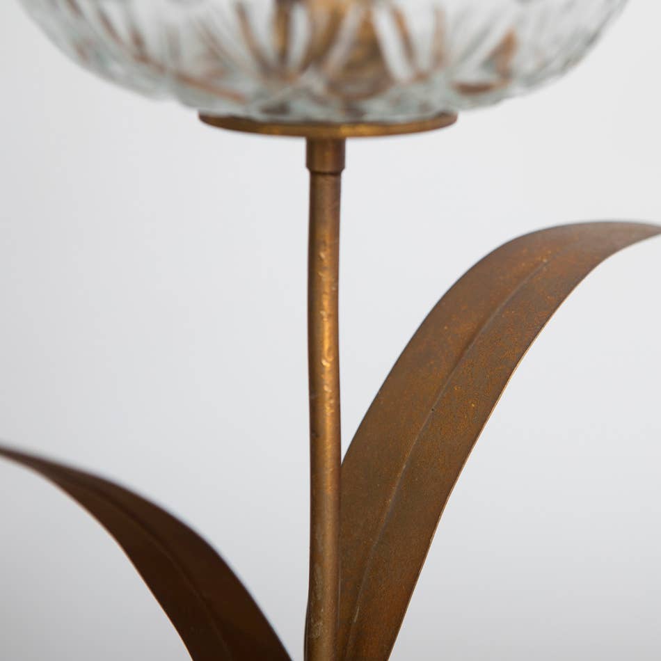 Glass Flower Single Candle Holder