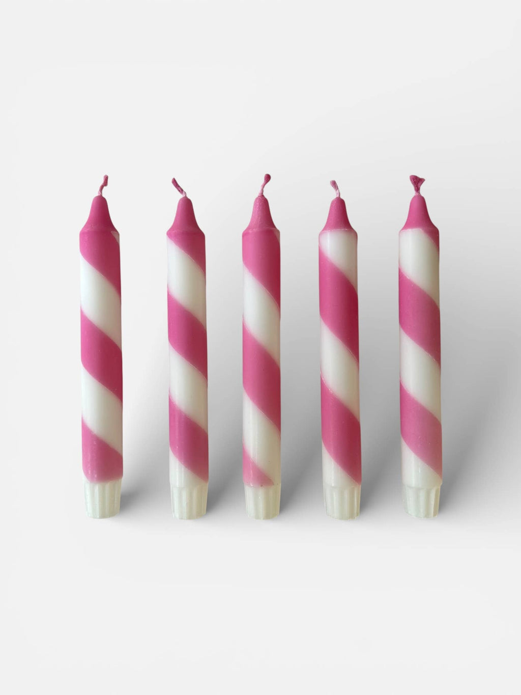 Pink & White Candy Cane Stripe Hand Dipped Candles 