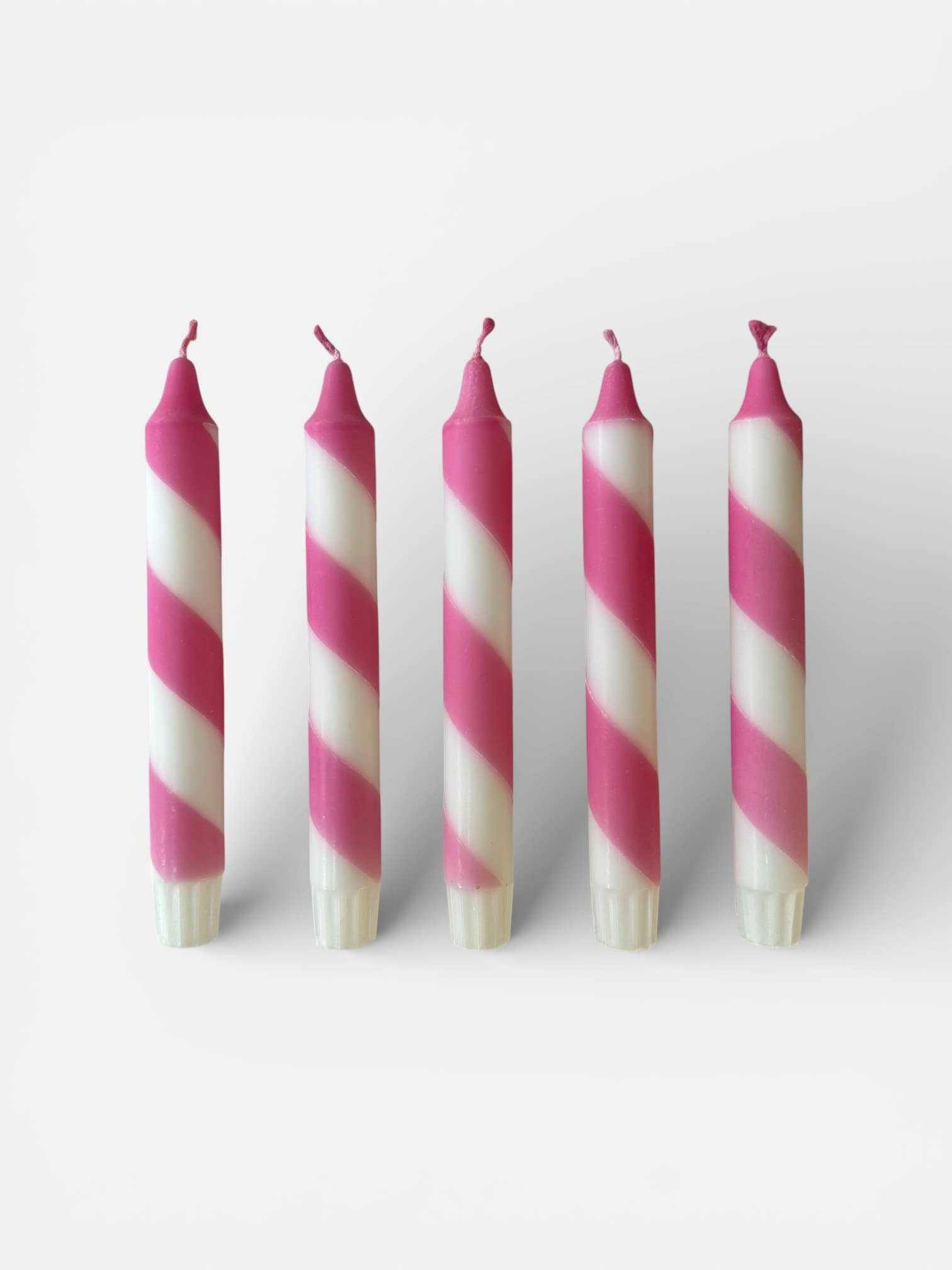 Pink & White Candy Cane Stripe Hand Dipped Candles 