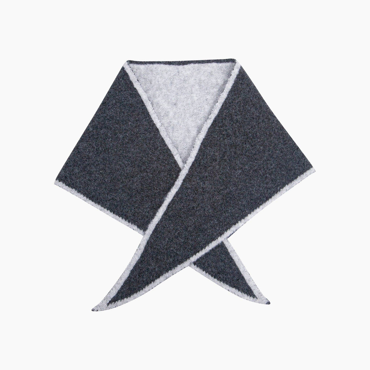 Contrast Trim Triangle Heavyweight Scarf in Dark Grey/Light Grey: One Size