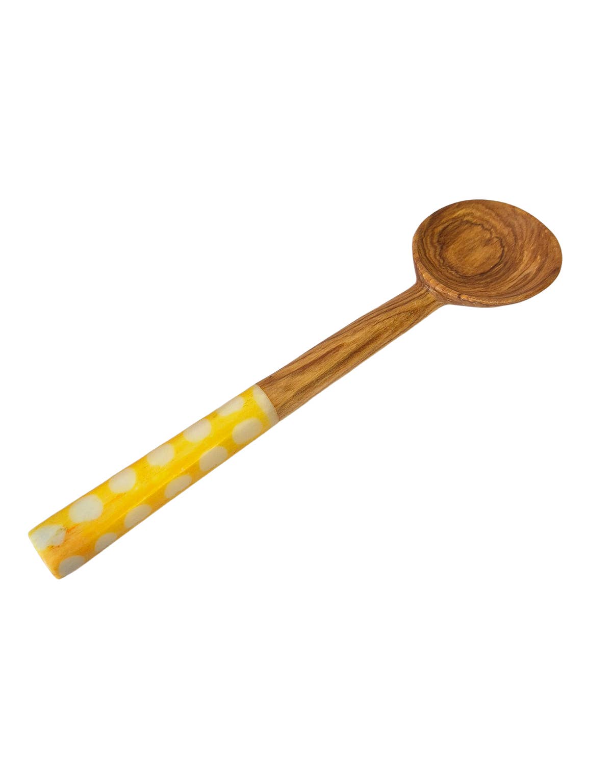Olive Wood Batik Handled Sugar Spoon: Orange