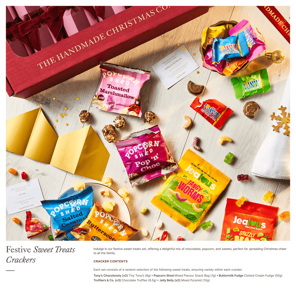 Crimson Blush - Handmade Luxury Christmas Crackers (6pcs): Festive Sweet Treats