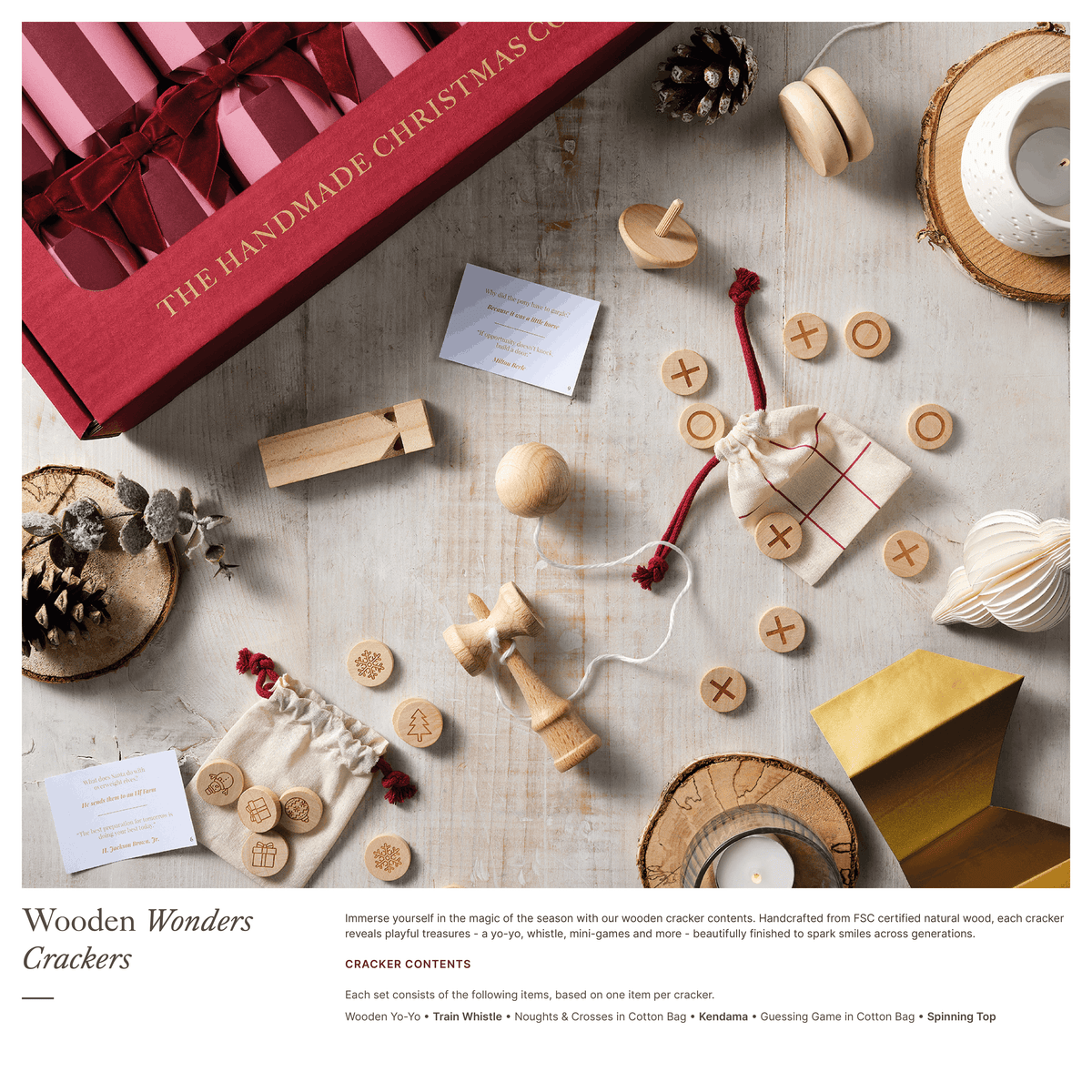 Crimson Blush - Handmade Luxury Christmas Crackers (6pcs): Festive Sweet Treats