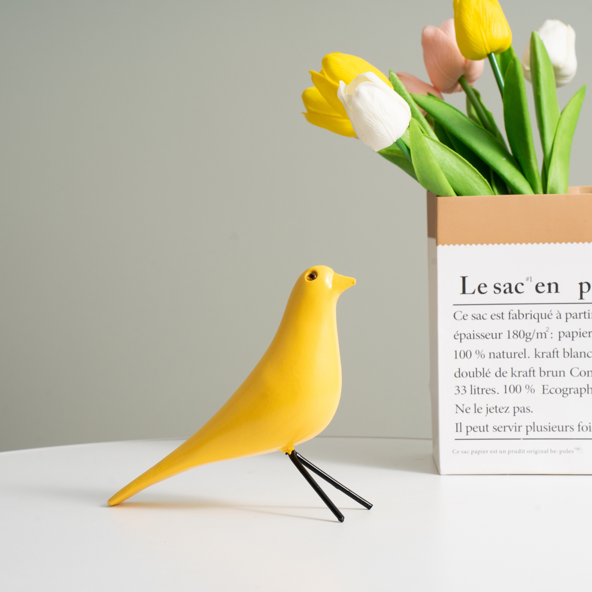 Wooden Minimalist Bird Ornaments: White