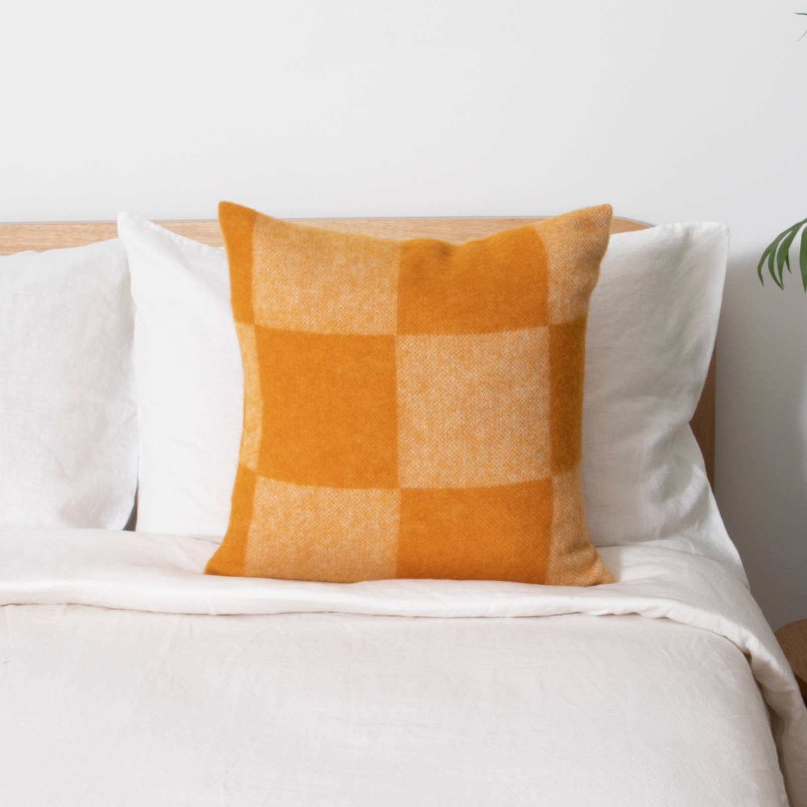 Checkerboard Orange Wool Cushion Cover 45x45cm