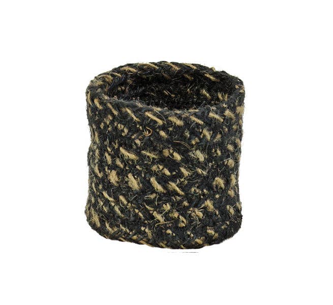 Jute Napkin Rings in Jet Black/Natural, Tied Set of 4