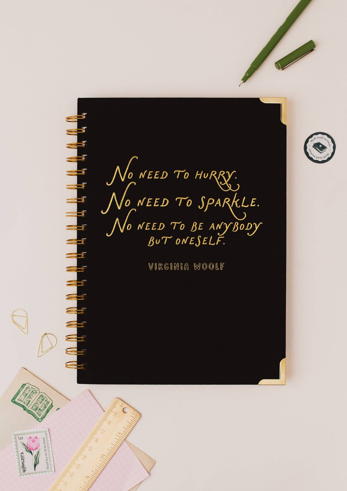 VIRGINIA WOOLF Literary Quote Linen Spiral Notebook