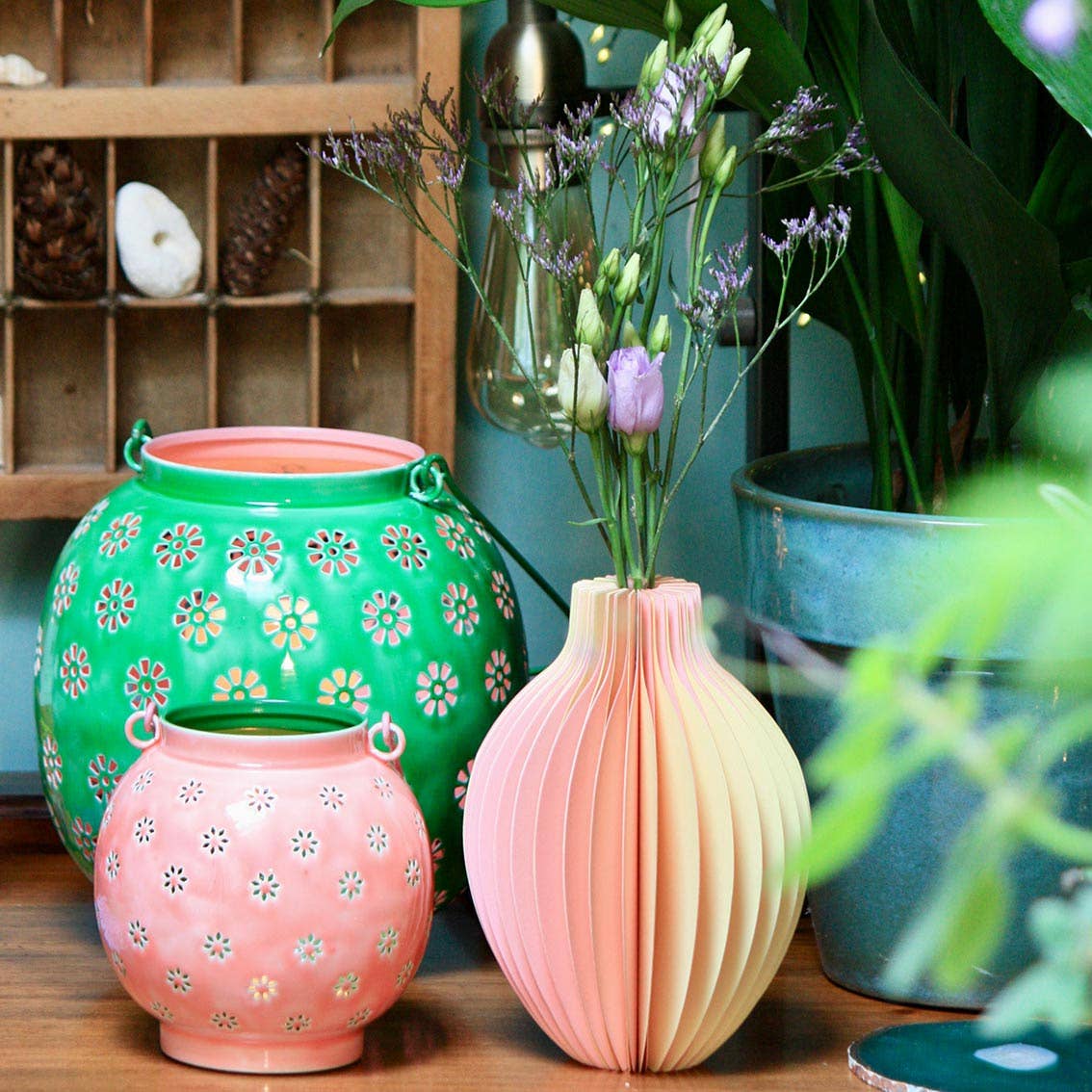 Yellow Honeycomb Paper Vase
