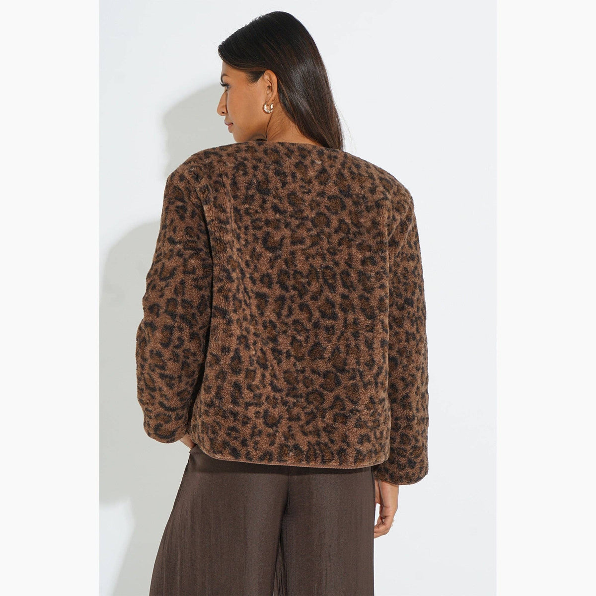 Leopard Print Reversible Jacket in Brown