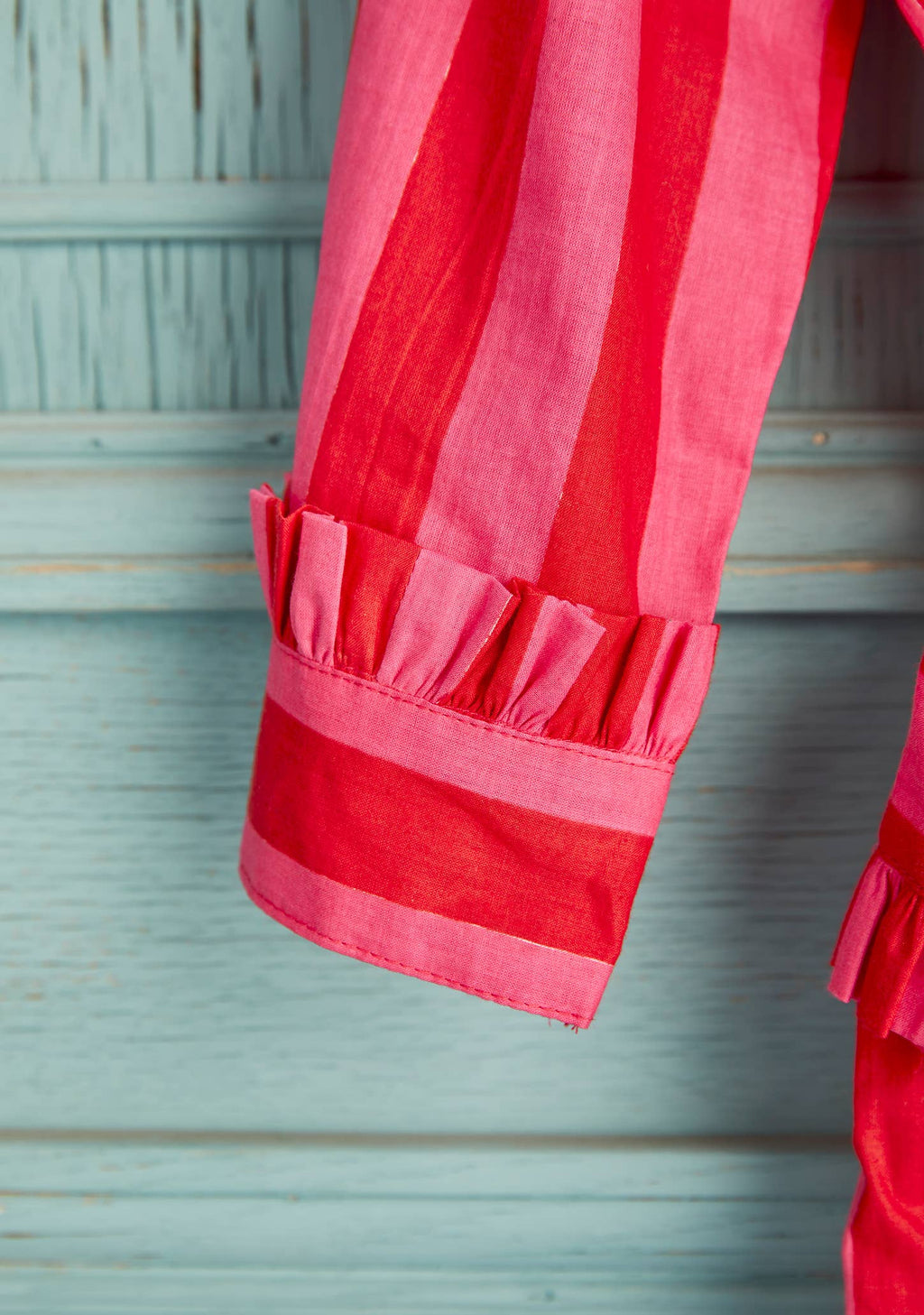 Bold Stripe Frill Dressing Gown