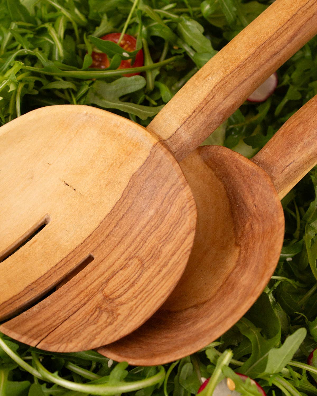 Large Salad Servers – Hand Carved Olive Wood – Made in Kenya: Wood