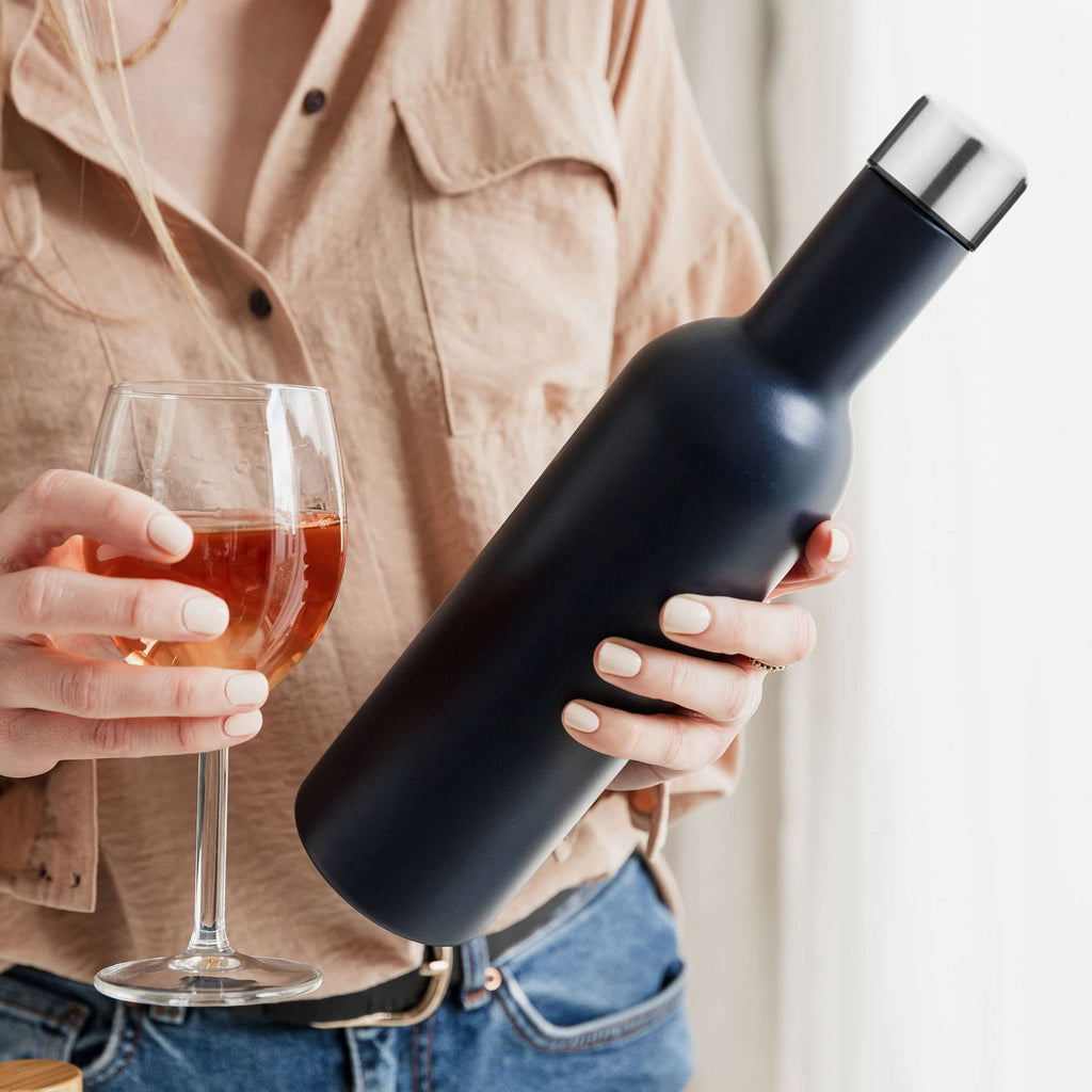 Double Wall Insulated Travel Wine Bottle - 750ml (25oz): White