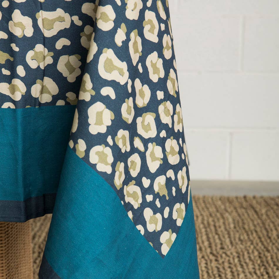Dark Blue Leopard Tablecloth