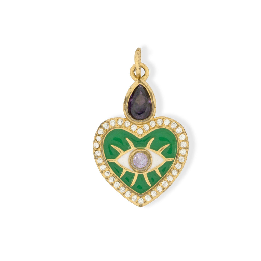 Cuore Green Heart Charm - Set of 4