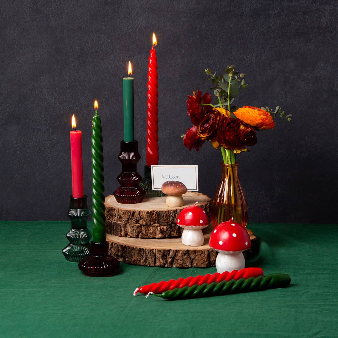 Sage Green Glass Candlestick Holder