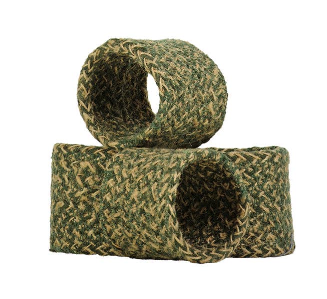 Jute Napkin Rings in Olive/Natural, Tied Set of 4