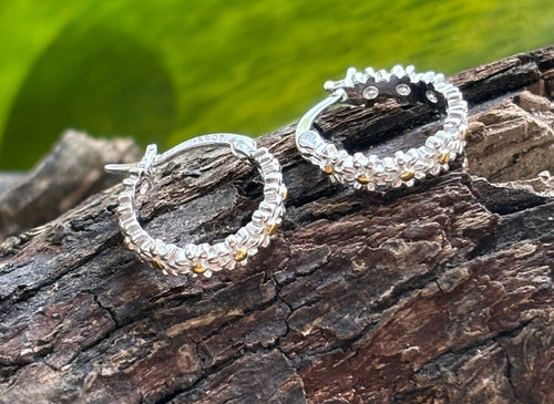 925 Sterling Silver Daisy Hoop Earrings
