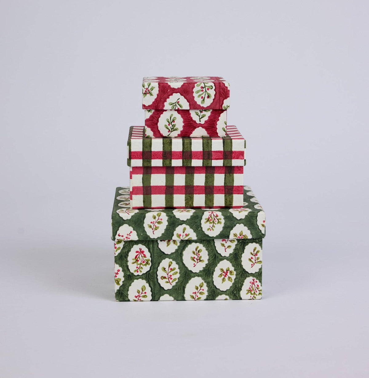 Block Printed Gift Boxes (Nested Set of 3) - Christmas Play