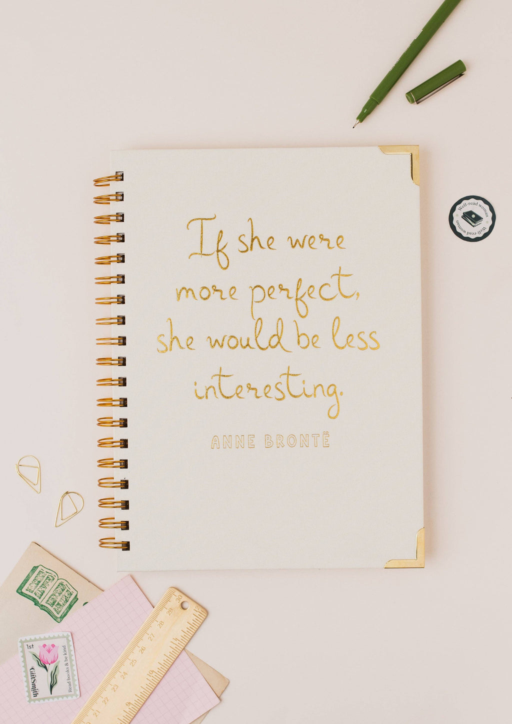 Anne Brontë Literary Quote Book Lover Linen Spiral Notebook