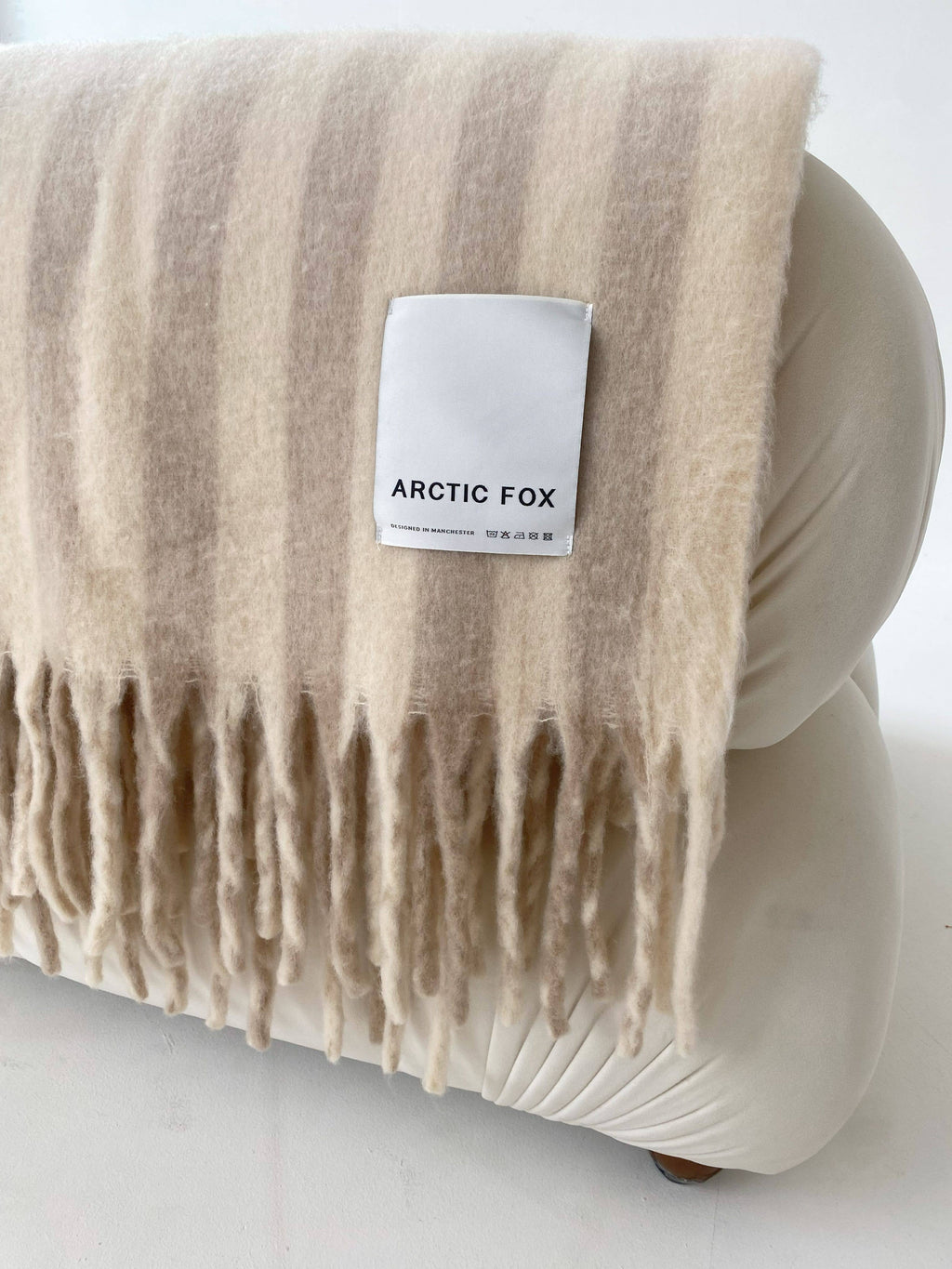 The Wool Stripe Throw - Pale Taupe Stripe - AW25
