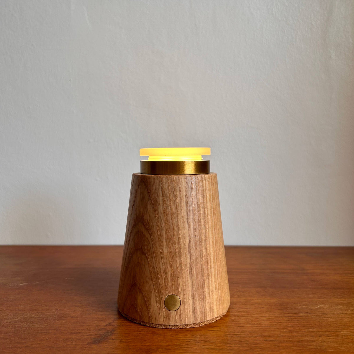 Small Smooth Beech rechargeable touch lamp cone rope shade