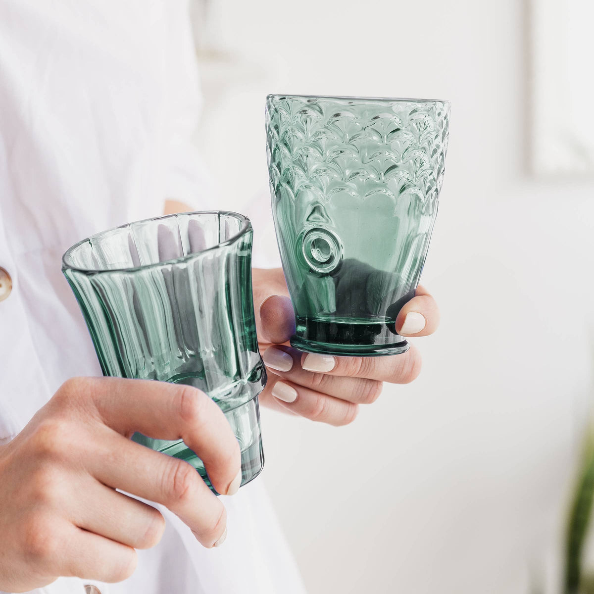 Fish Stacking Drinking Glass - Set of 4 - Green