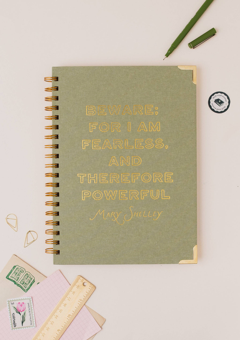 Mary Shelley Literary Quote Book Lover Linen Spiral Notebook