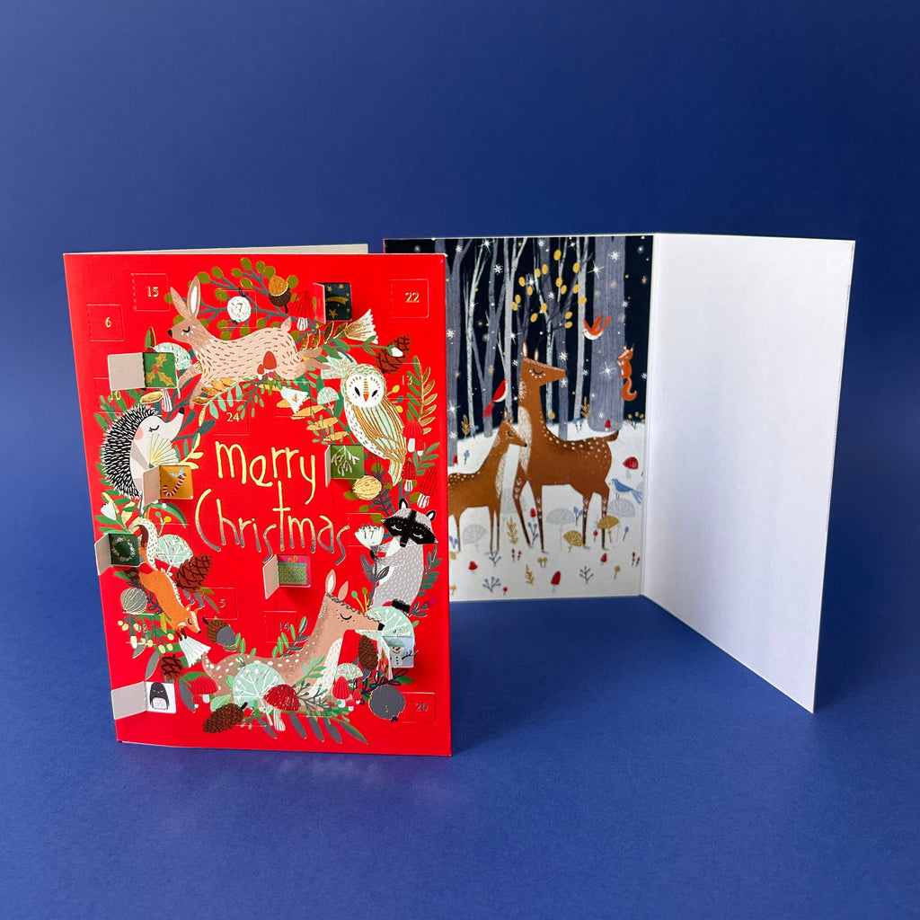 Animal Wreath Advent Calendar Christmas Card
