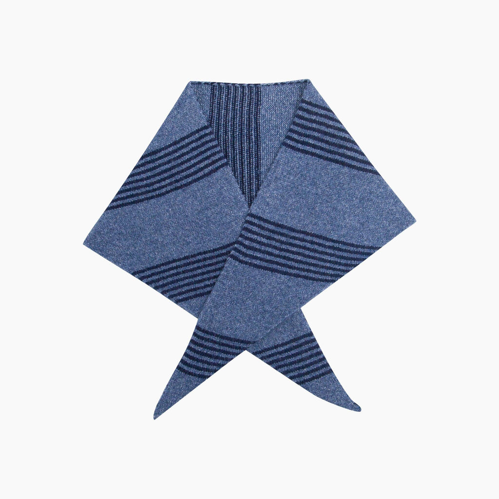 Striped Triangle Heavyweight Scarf in Navy/Denim: One Size