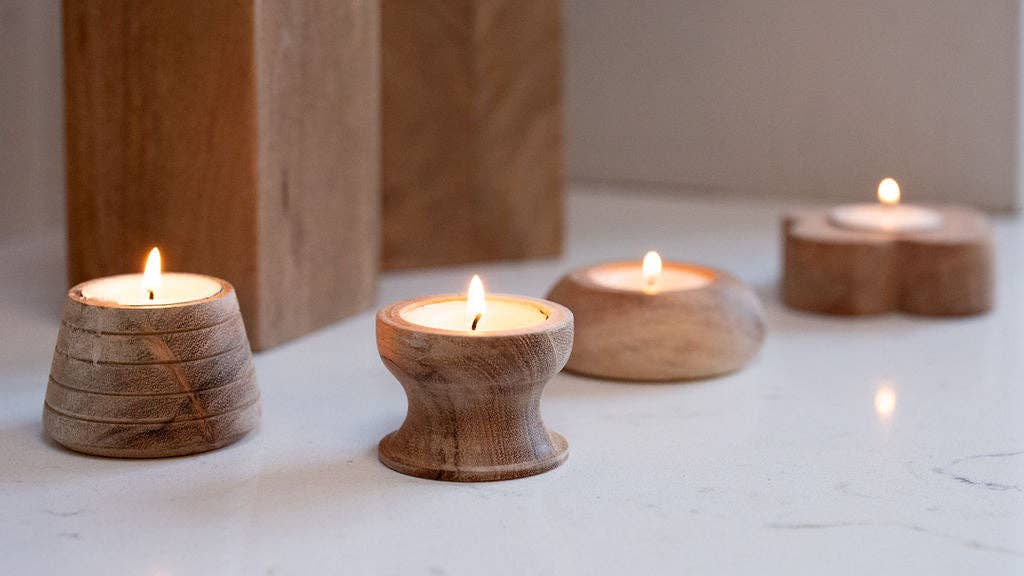 Tulle, Small Wooden Tea Light Holder