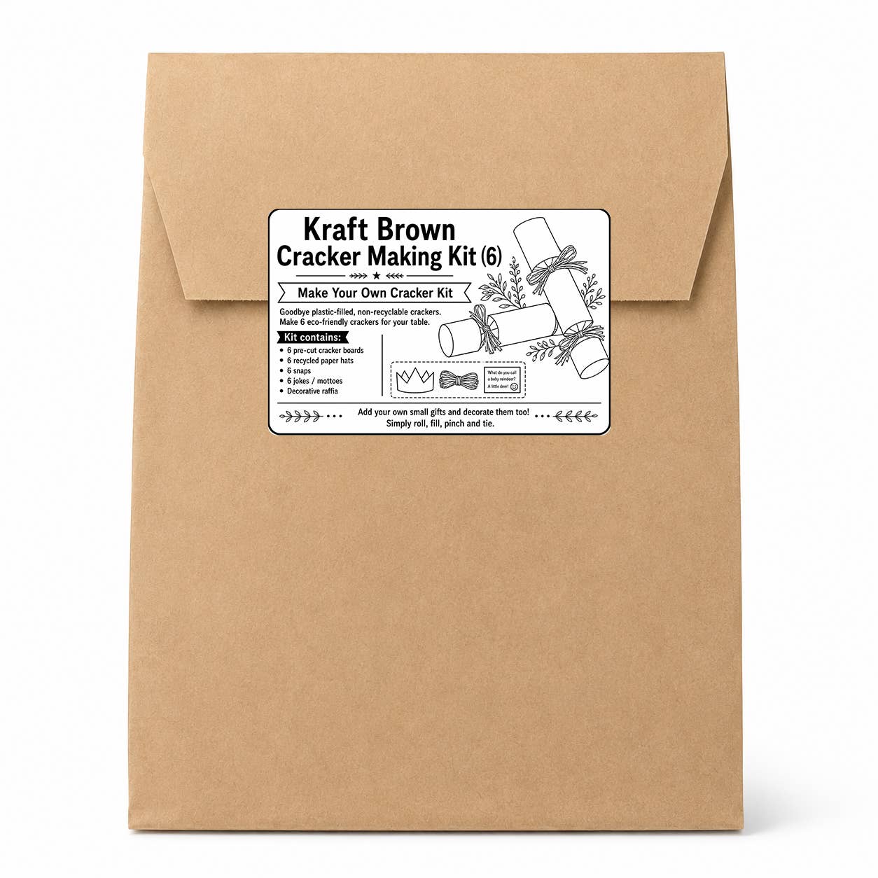 Kraft Brown Christmas Cracker Making Kit (6) - All Occasions