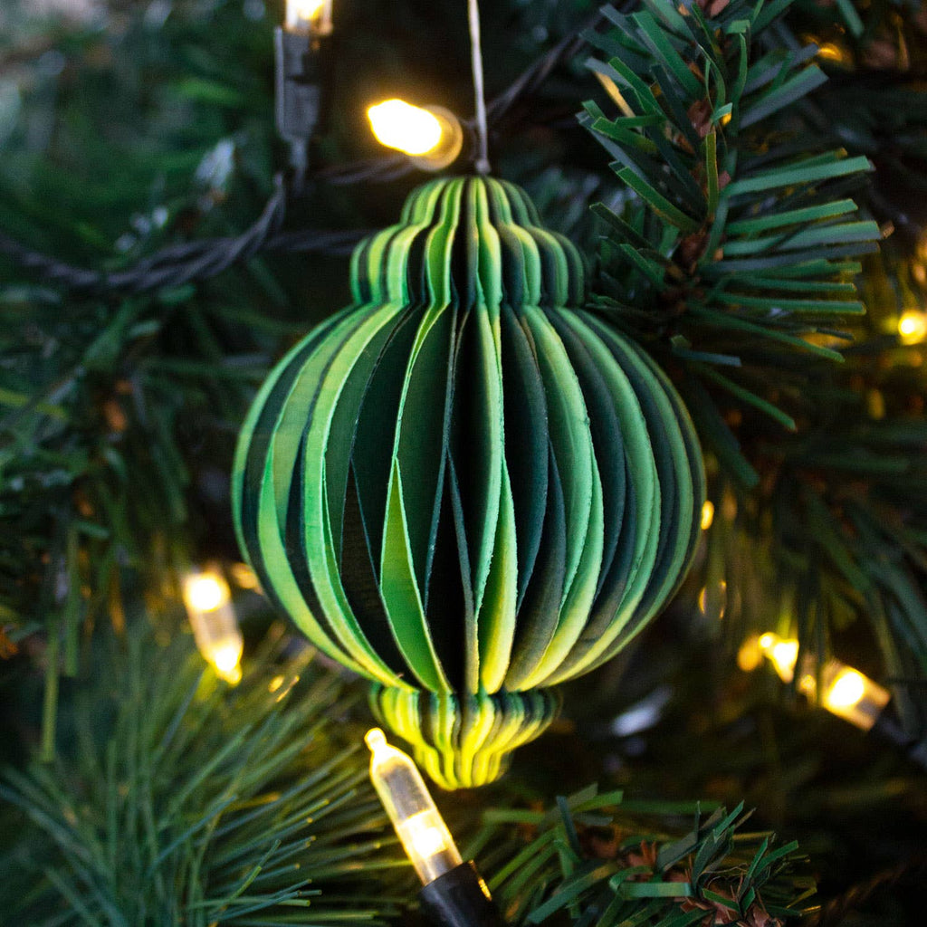 Indian Recycled Paper Fold-Away Bauble Decoration: Navy