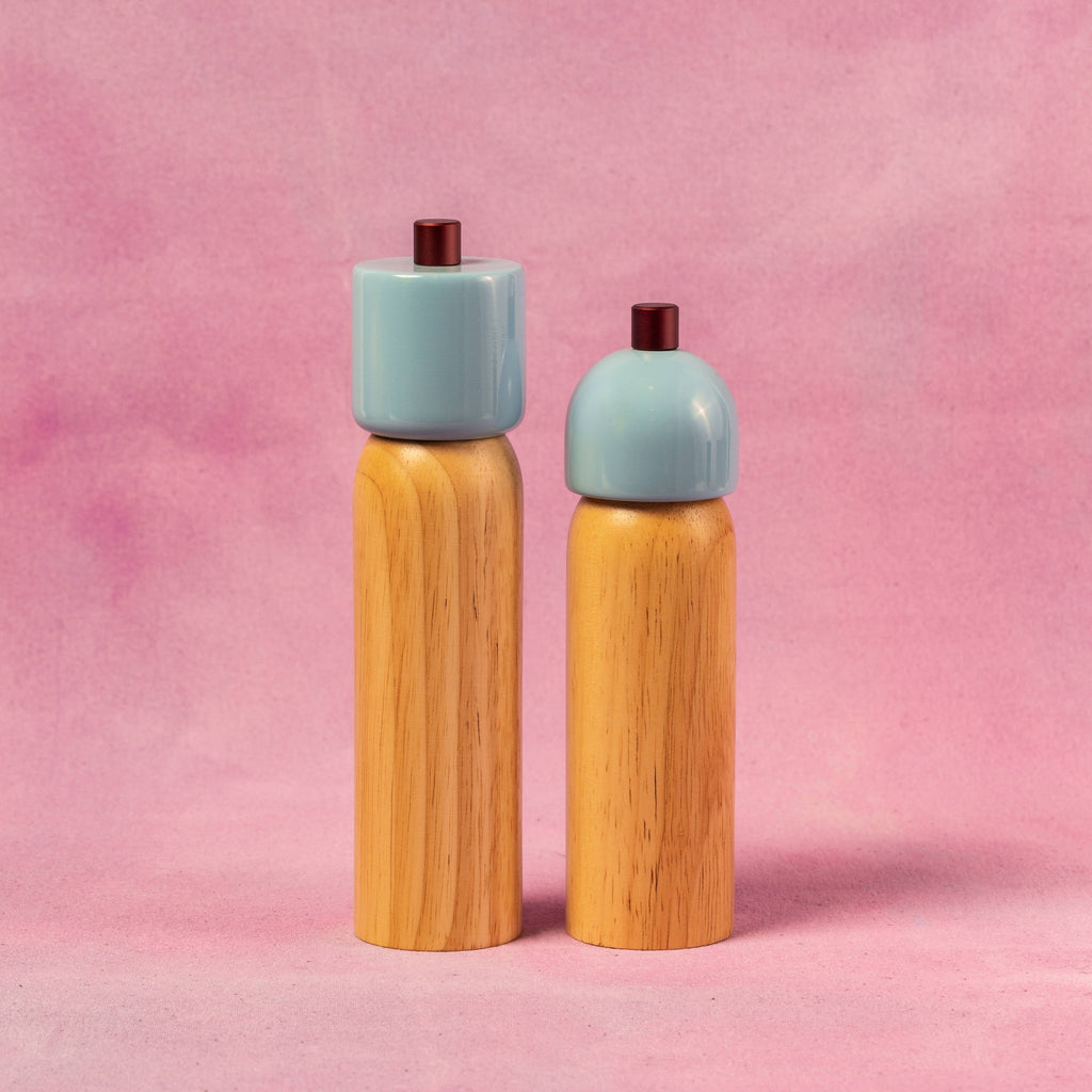 Salt & Pepper Grinder - Light Blue & Burgundy: Large
