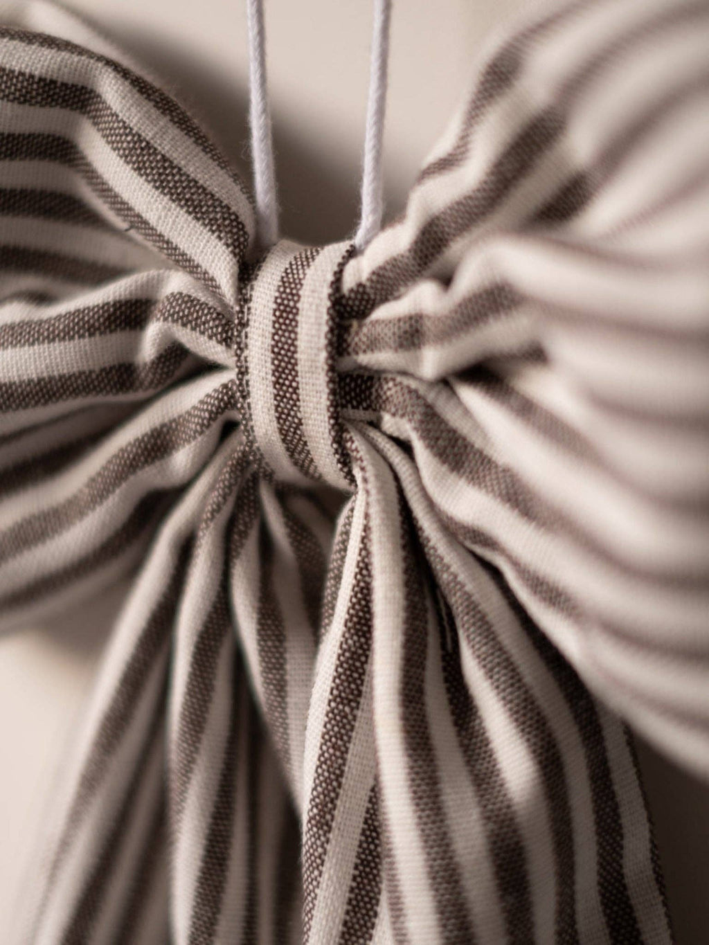 Brown & White Striped Hanging Bow