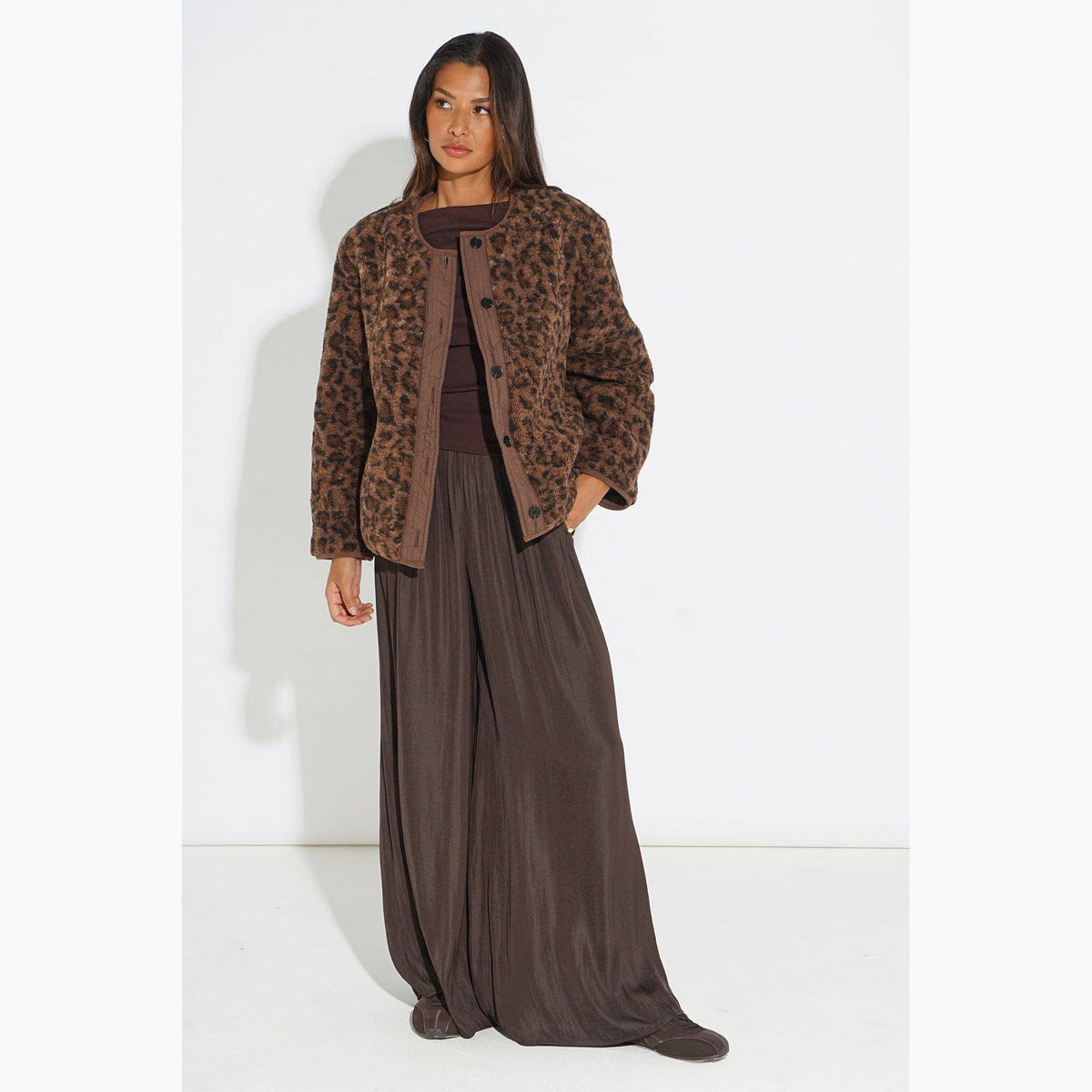 Leopard Print Reversible Jacket in Brown