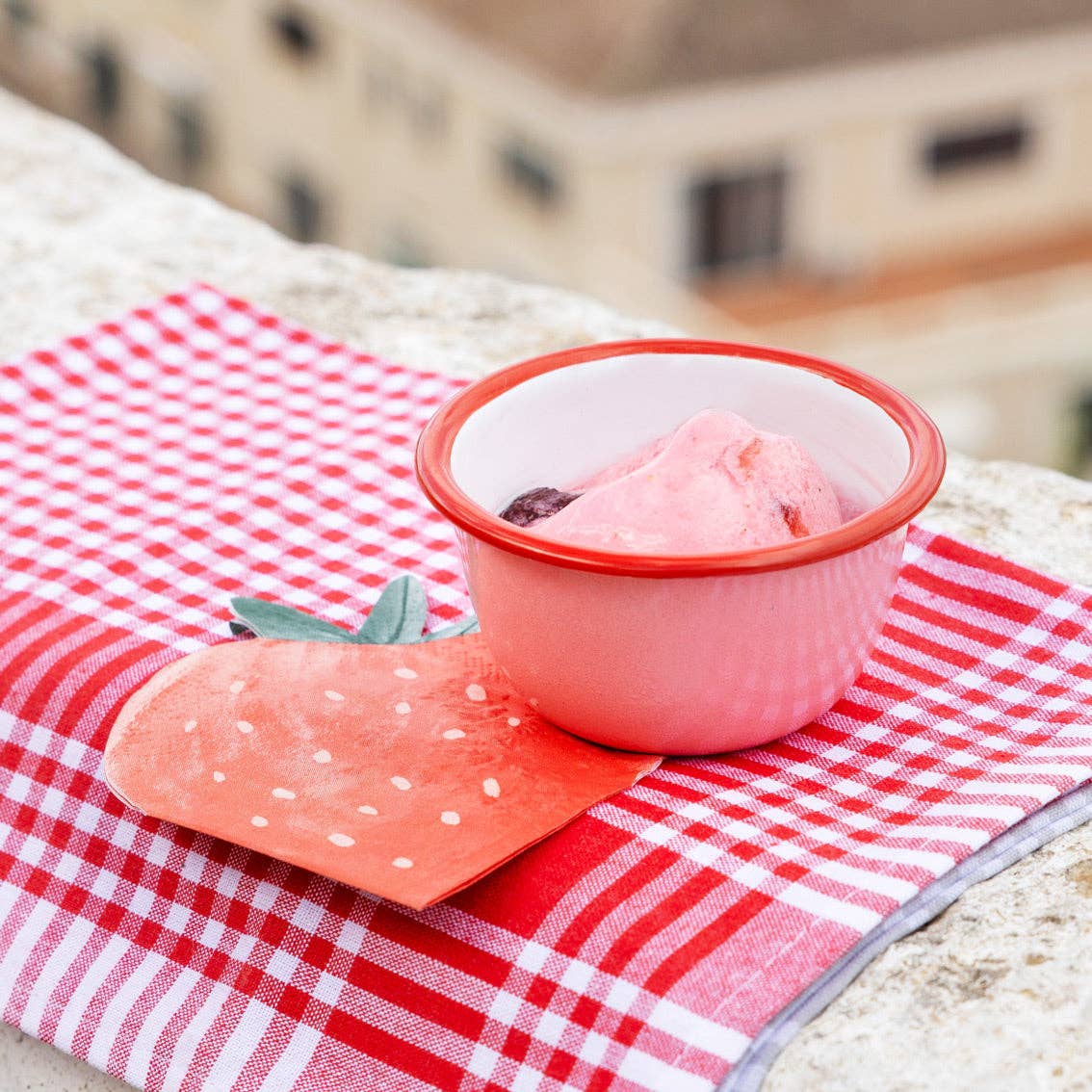 Red & White Fabric Gingham Napkins/Tea Towels