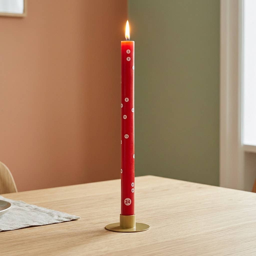 Red Christmas countdown candle
