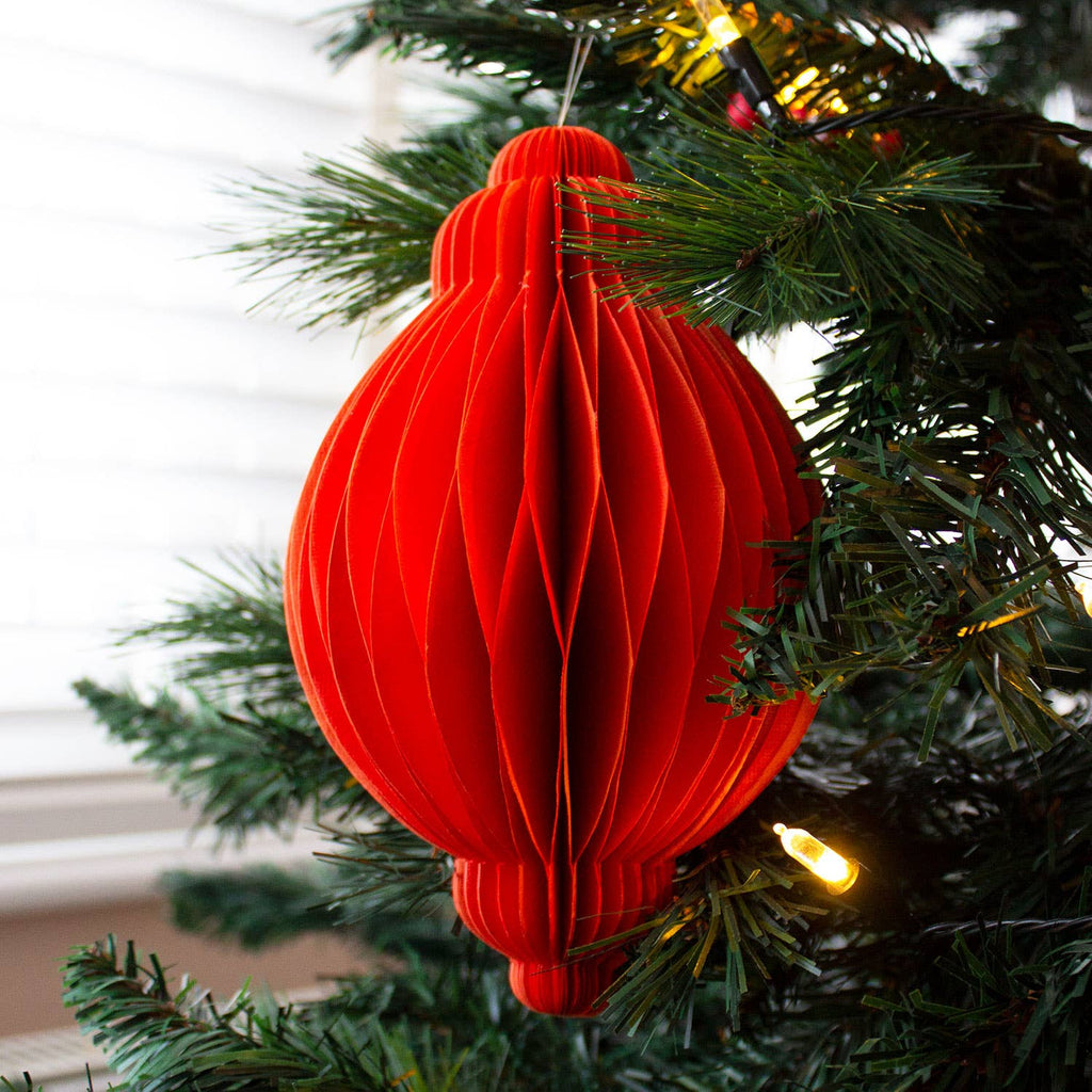Indian Recycled Paper Fold-Away Bauble Decoration: Navy