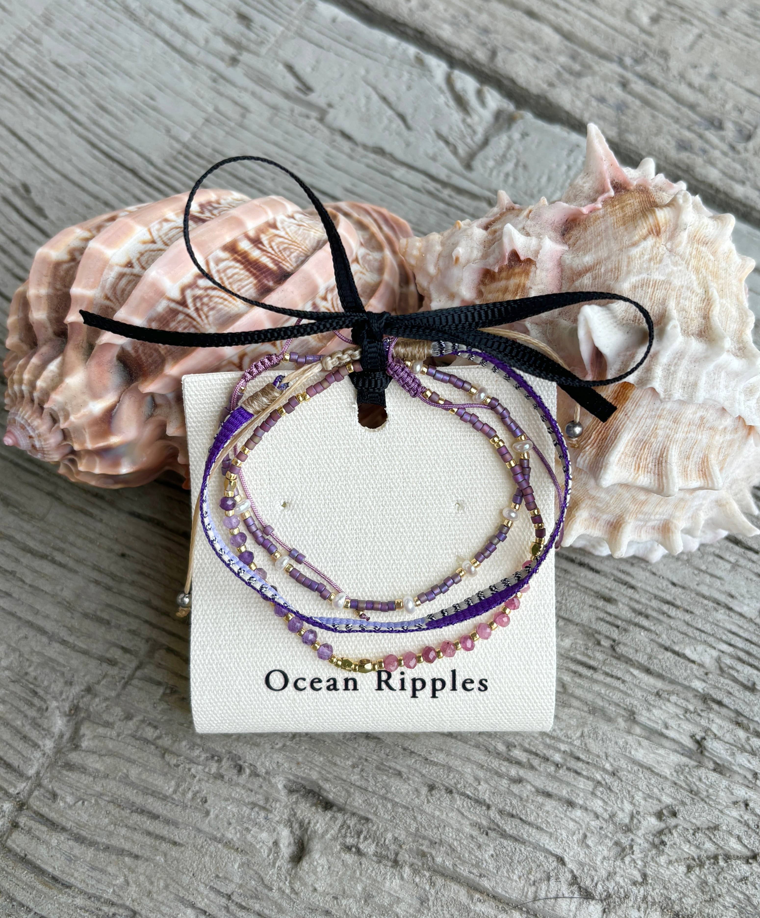 Japanese Miyuki Bracelet Set of 3 Purple