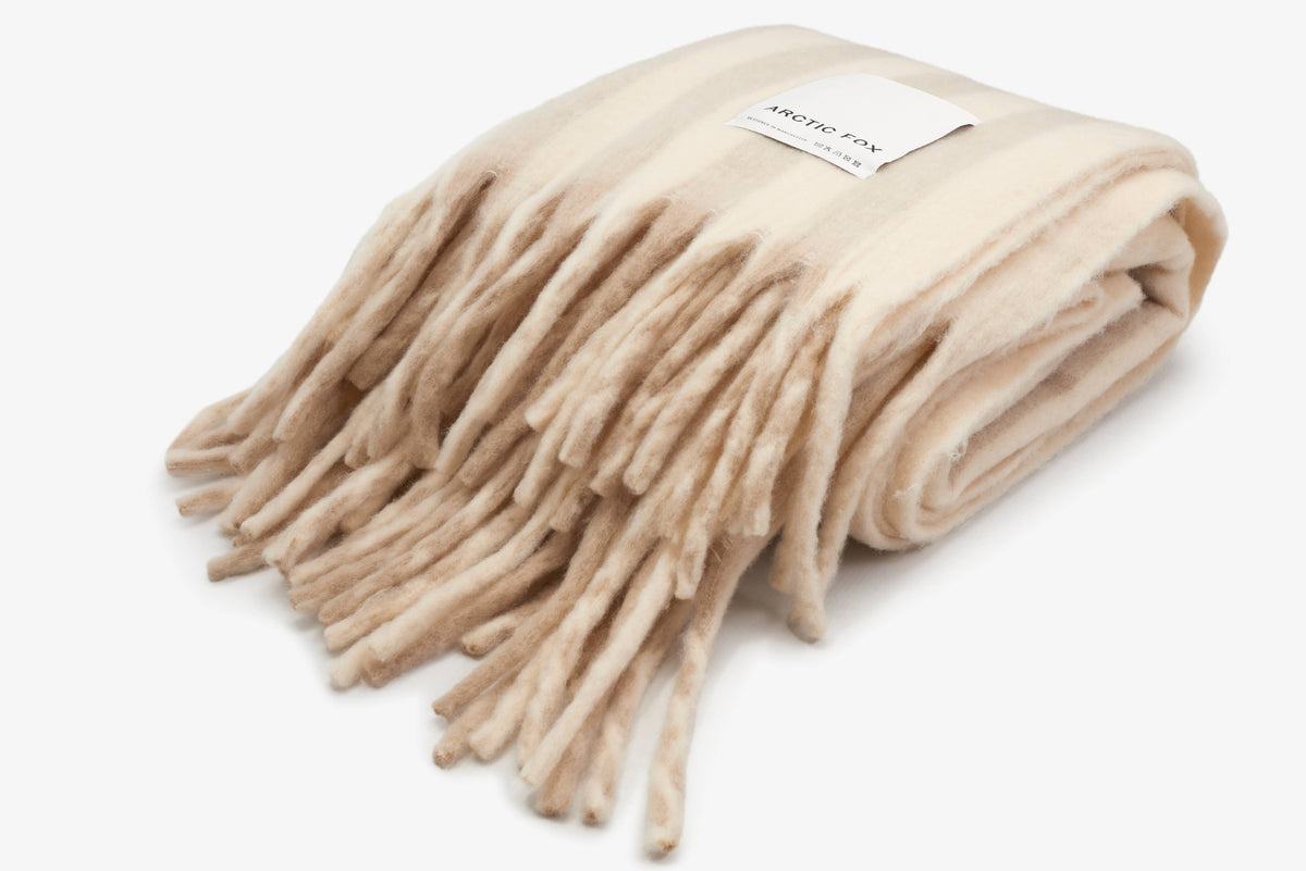 The Wool Stripe Throw - Pale Taupe Stripe - AW25