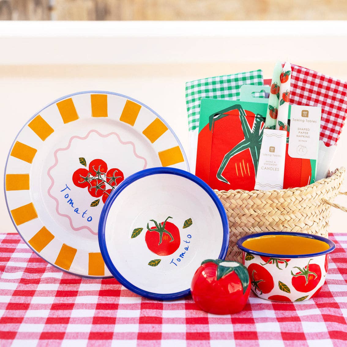Red & White Fabric Gingham Napkins/Tea Towels