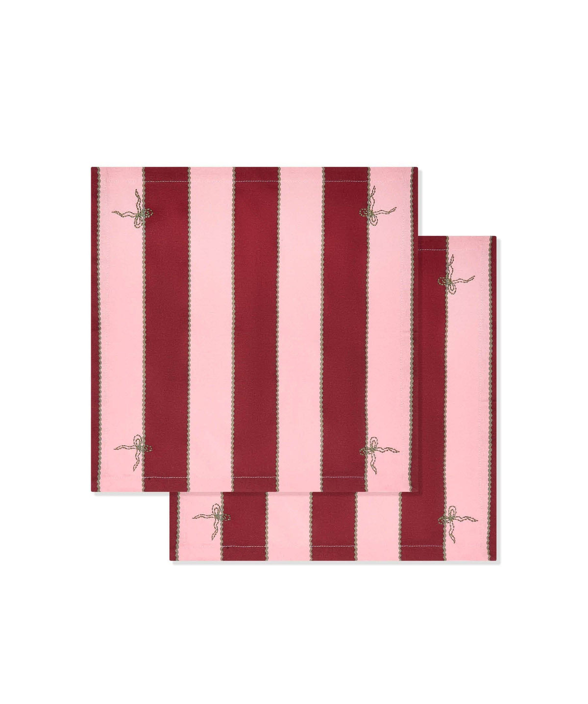 Napkins, Set of 2 - Bold Stripe Burgundy