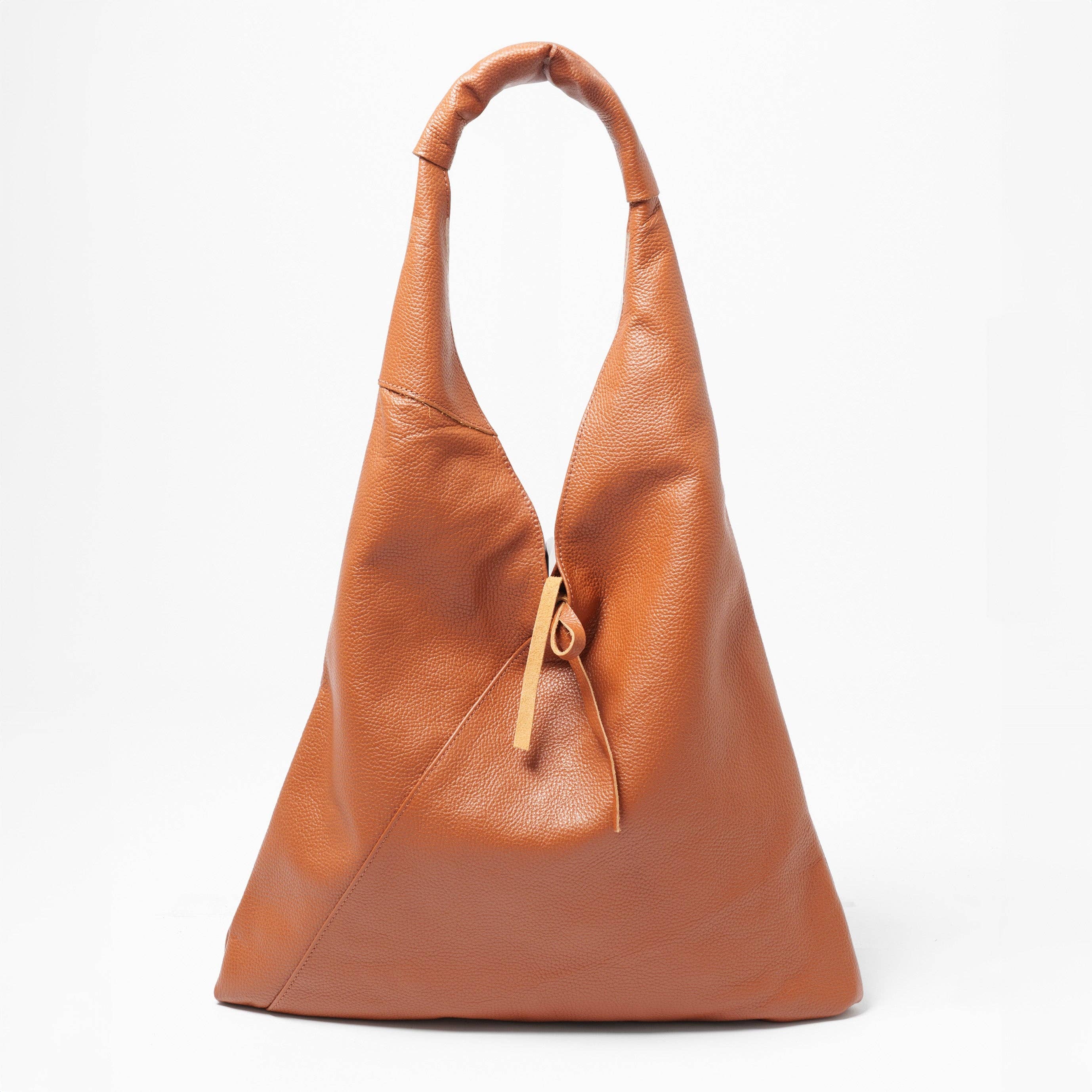Juno Tan Pebbled Italian Leather Shoulder Bag: One-size