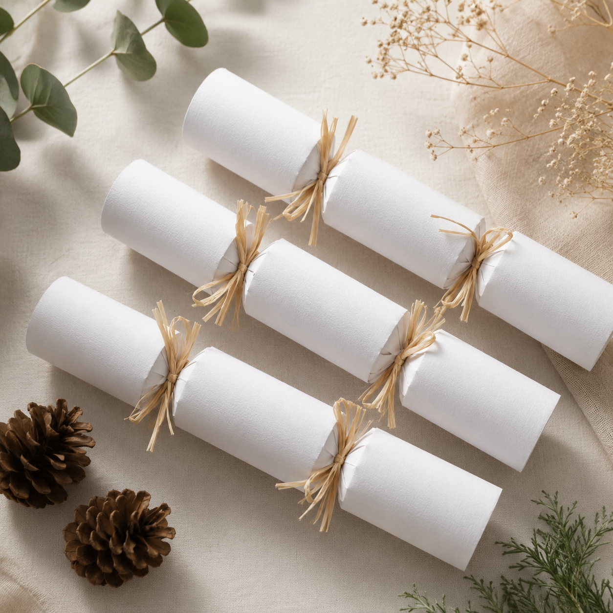 White Linen-Effect Christmas Cracker Making Kit (6)