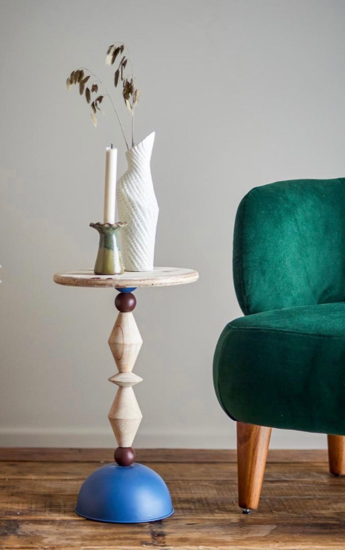 Mannelli Side Table, Blue, Firwood