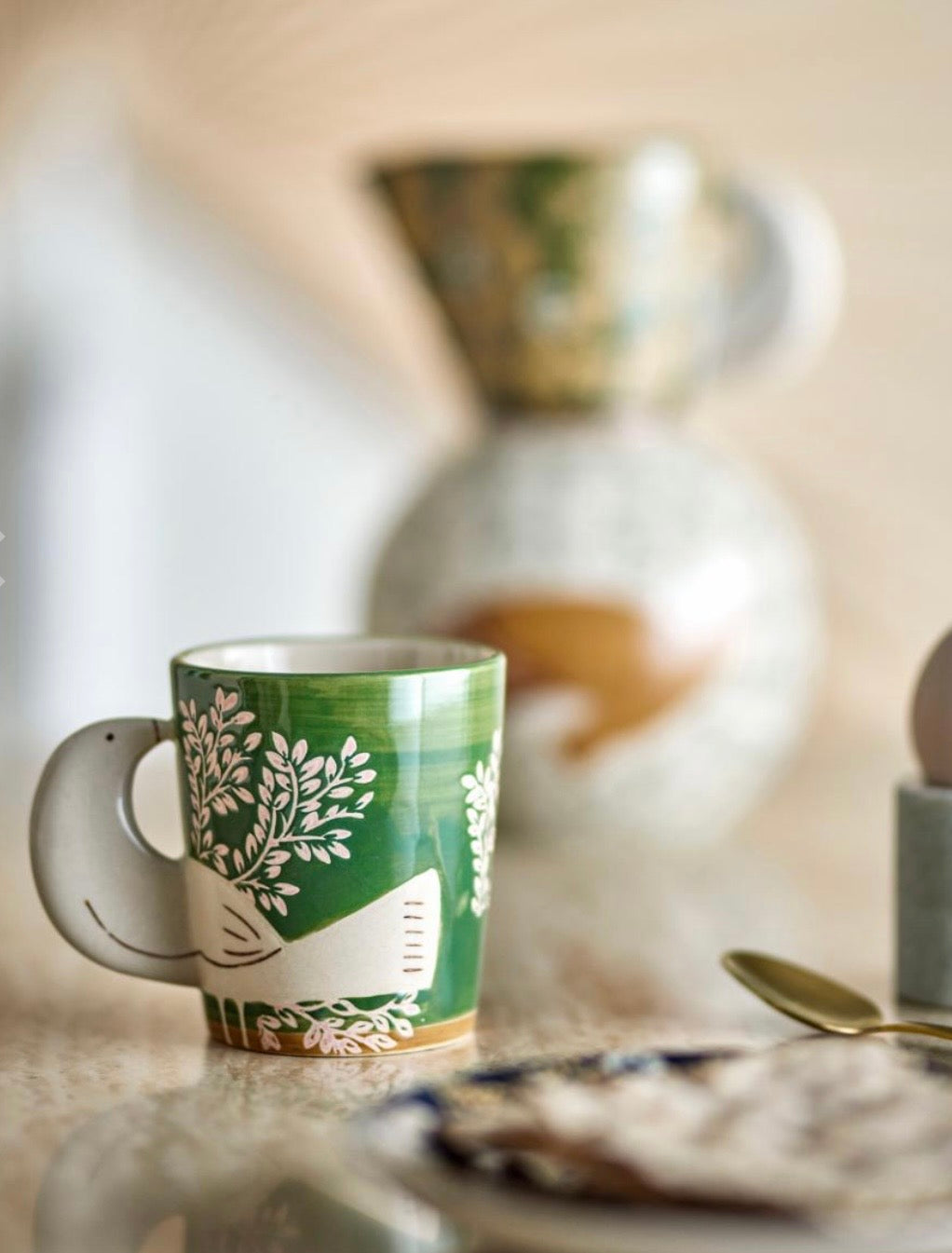 Hezha Cup, Green, Stoneware