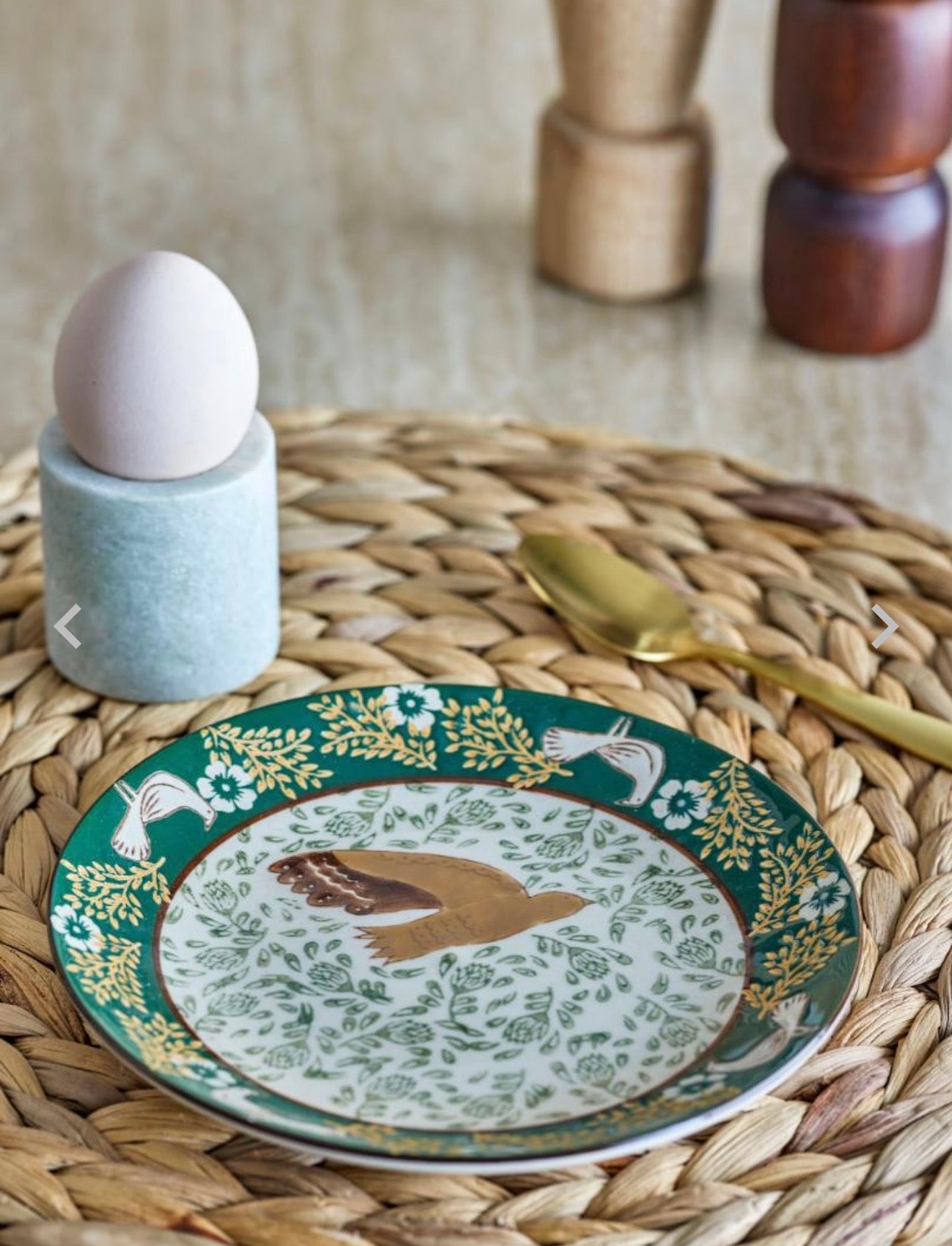 Hezha Plate, Green, Stoneware