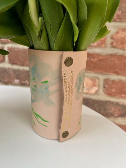 Ark Design Leather Pot Cover - Abstract Green