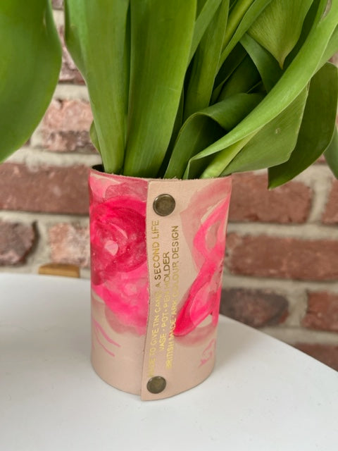Ark Design Leather Pot Cover - Abstract Pink