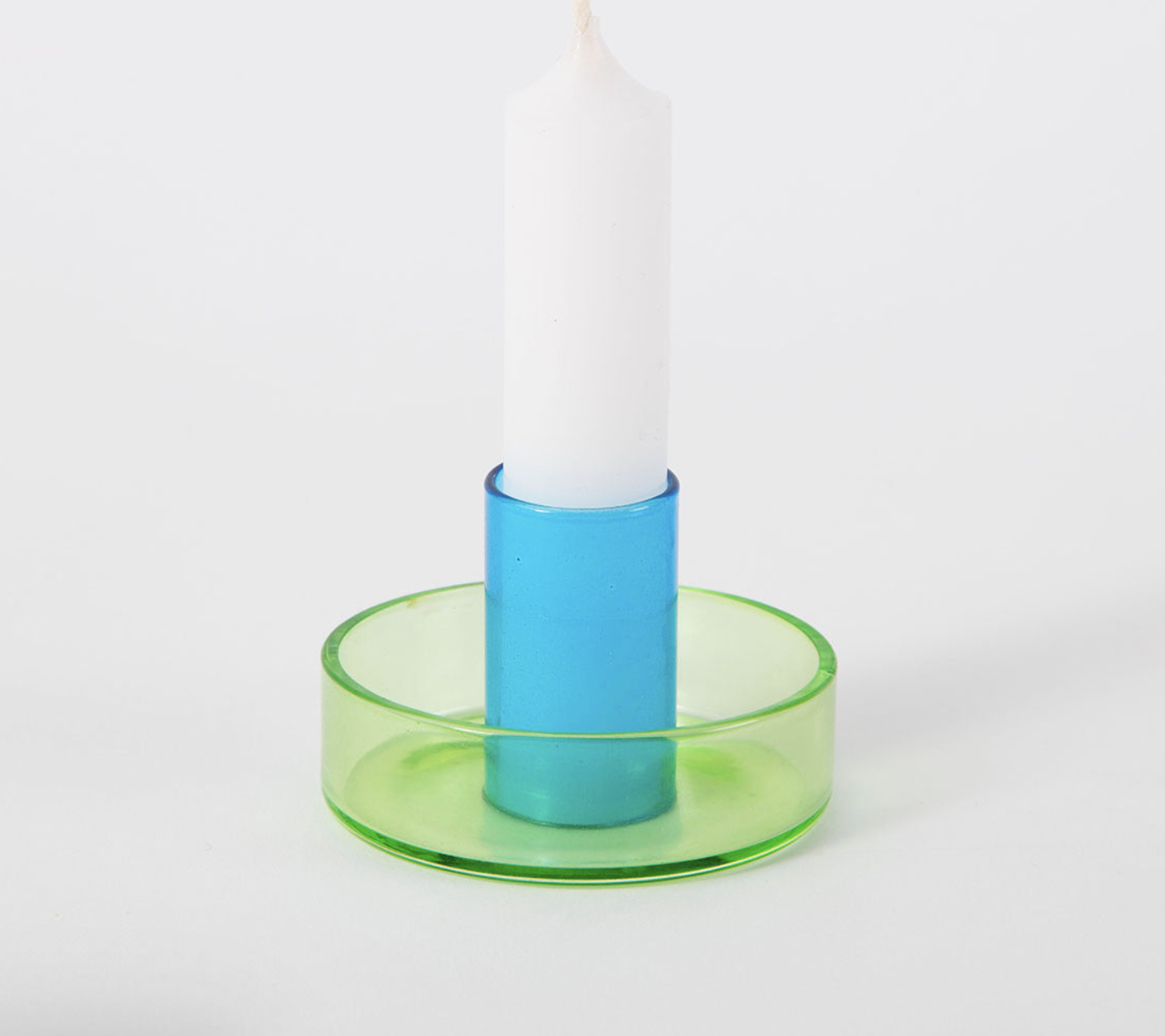 Duo Colour Glass candle holder green and blue